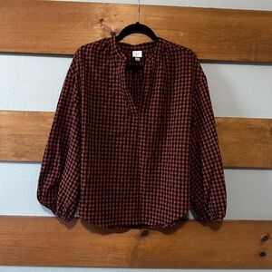 Plaid Orange and Black Women's Top